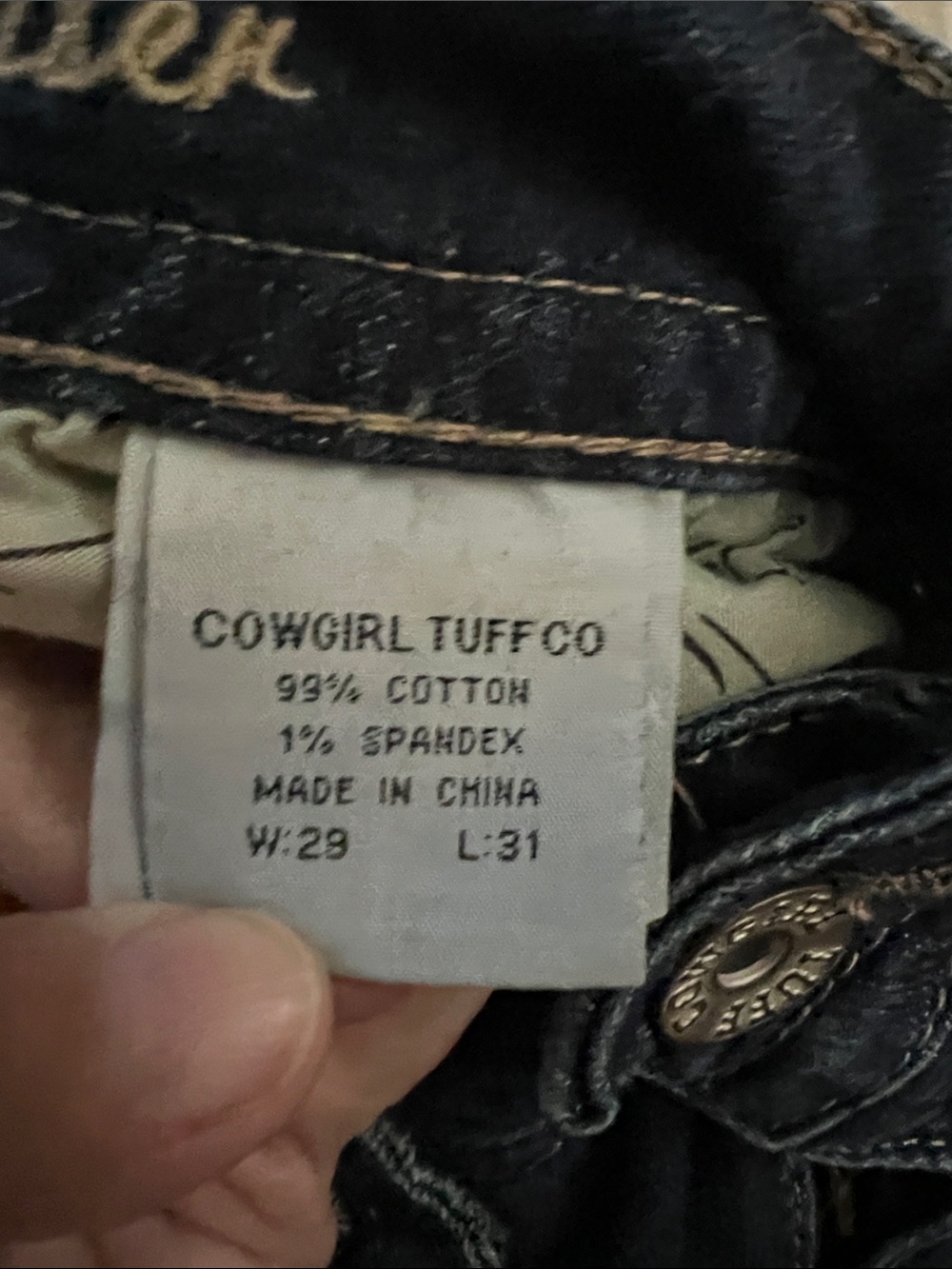 Cowgirl Tuff Dark Blue Two-Tone Wide Leg Jeans - Picture 5 of 6